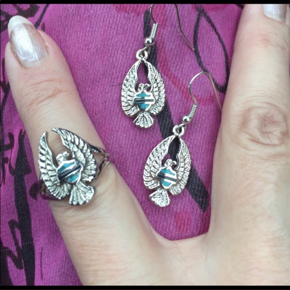 Harley Davidson Ring and Earrings